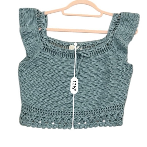 Altard State crochet cropped boho top Y2K sage green medium - Picture 5 of 6